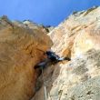 Merli fantaseando - Merli negociando el diedro fantasía, largo clave de la vía.