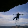  - ...jumando en la apertura,vistas del pantano, desde la cueva del primer largo...