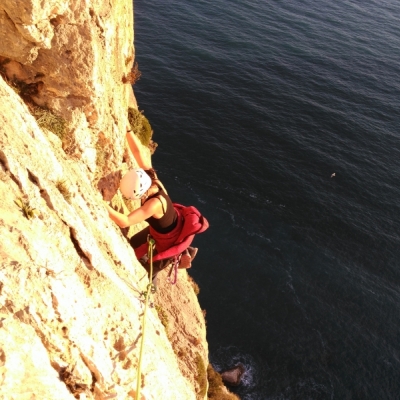 Lore llegando a la cima.