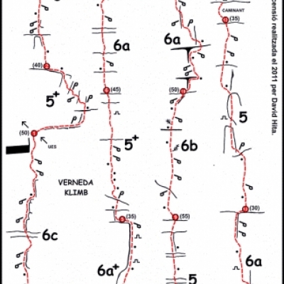 Croquis esquemático de la vía UESMAP al Esperó de les oronetes